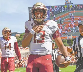  ?? KEN RUINARD/USA TODAY SPORTS ?? Florida State QB Jordan Travis was on a roll before he was injured in November, but he may have already been facing an uphill battle.