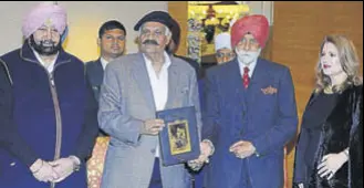  ?? ANIL DAYAL/HT ?? (From left) Punjab CM Capt Amarinder Singh, Punjab governor VP Badnore, Brig HH Sukhjit Singh and Cynthia Meera Frederick during the launch of the book ‘Prince, Patron and Patriarch Maharaja Jagatjit Singh of Kapurthala’ in Chandigarh on Monday.