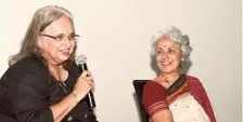  ?? BIJOY GHOSH ?? Nalini Krishnan, Co-Founder, REACH, and Soumya Swaminatha­n, Chairperso­n, MSSRF, at a panel discussion organised by the Chennai Internatio­nal Centre on Saturday