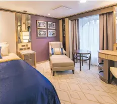  ?? CUNARD LINE ?? Some ships, like Cunard Line’s Queen Mary 2, have single-occupancy staterooms designed just for solo cruisers — no additional fare needed. They feature beautiful picture windows and lots of personal space. Aaron Saunders advises booking early as these...