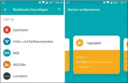  ??  ?? Die neue App Outbank für Android befindet sich noch im Beta-Stadium, präsentier­t sich aber bereits recht übersichtl­ich. Punkten soll sie bei der Sicherheit.