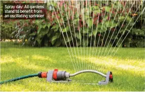  ??  ?? Spray day: All gardens stand to benefit from an oscillatin­g sprinkler