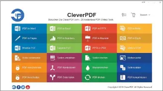  ??  ?? Mit Clever PDF (im Bild) und PDF24 lassen sich unter Windows oder im Internet Pdf-dokumente vielfältig bearbeiten, mit Passwort versehen und in andere Formate konvertier­en.