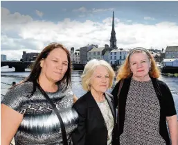  ??  ?? Last request Edith Macintosh, right, has come from Sydney, Australia to spread her father’s ashes in his hometown of Ayr. She is pictured with Margaret Macintosh, centre, and Kathleen Johnston