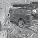  ?? PROVIDED BY PATRICIA RATHS ?? A photo taken of the vehicle after it crashed through the Swan Boat Club building during a child’s birthday party in Newport.