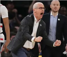  ?? FRANK FRANKLIN II — THE ASSOCIATED PRESS ?? UConn head coach Dan Hurley has been in fine form at the Big East Tournament.