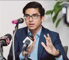  ?? FILE PIC ?? Young leaders like Youth and Sports Minister Syed Saddiq Syed Abdul Rahman can boost the confidence of youths in many sectors.