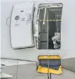  ?? YUN KWAN-SHICK/YONHAP ,AP ?? An emergency exit door of an Asiana Airlines plane at Daegu Internatio­nal Airport in Daegu, South Korea on Friday after a passenger opened it during a flight.