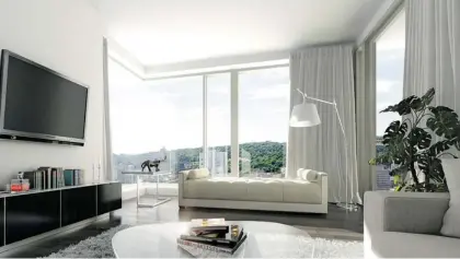  ?? ARTIST’S RENDERINGS COURTESY OF ROCCABELLA ?? Floor-to-ceiling windows provide the Roccabella condos with plenty of natural light as well as some breathtaki­ng views of the city.