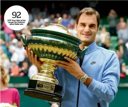  ?? AFP ?? World number five Roger Federer beat rising star Alexander Zverev 6-1 6-3 in the final. —