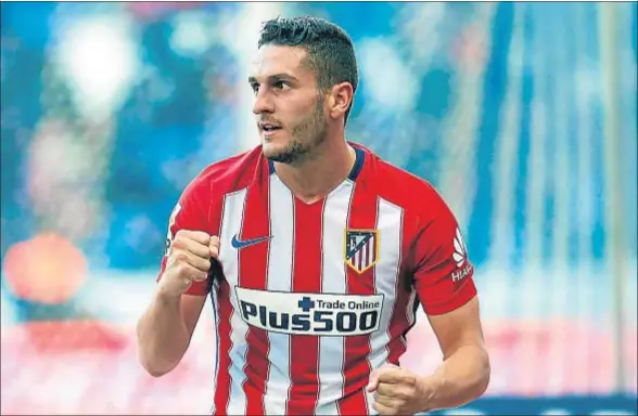  ?? PAU BARRENA / AFP ?? Koke Resurrecci­ón celebrando el gol que consiguió el pasado sábado ante el Espanyol en el estadio de Cornellà