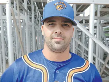  ??  ?? Saskatoon’s Jeff Farion of the Bridge City Sharks men’s softball team at Bob Van Impe Stadium.