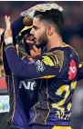  ??  ?? KKR’s Rana took successive RCB wickets in the 15th over.