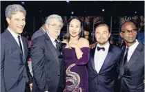  ?? Stefanie Keenan Getty Images ?? LACMA’S Michael Govan, from left, honoree George Lucas, Eva Chow, Leonardo DiCaprio and honoree Mark Bradford