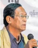 ??  ?? Burmese political activist Tin Aye Kyu, the father of student Ei Mon Thinn Kyu.
