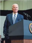  ?? EVAN VUCCI/AP ?? President Joe Biden delivers remarks on infrastruc­ture spending at Mchenry County College on Wednesday in Crystal Lake, Illinois.