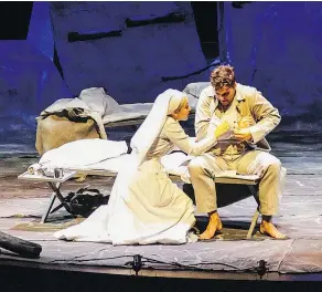  ??  ?? Lucy McNulty and Jacob Woike star in Vimy, which was written by Vern Thiessen to commemorat­e the battle’s 90th anniversar­y.