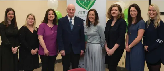  ?? Photo by Sean Jefferies ?? Kate O’Neill, School of Public Health, UCC; Jenny Madigan, Practice Manager, MPHC; Ruth Haugh, MPHC, Dr Tony Heffernan; GP MPHC, Patricia Kearney; School of Public Health, UCC; Susan Calnan, School of Public Health, UCC; Elaine Toomey, School of Psychology, NUI Galway; and Caragh Flannery, School of Public Health, UCC at Mallow Primary Health Centre on Tuesday, March 12, for the launch of the Healthy Infant Feeding Initiative Study, part of the CHERISH study.