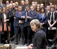  ?? AP ?? British Prime Minister Theresa May addresses members of Parliament in London’s House of Commons on Monday.