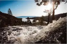  ?? Max Whittaker/Special to the Chronicle 2022 ?? Snowmelt rushes over Eagle Falls last year as it flows into Lake Tahoe, where climate change is expected to take a dramatic toll.