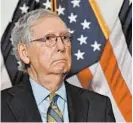  ?? NICHOLAS KAMM/GETTY-AFP ?? Sen. Mitch McConnell says the first item of Senate business will be a procedural vote on a scaled-back aid bill.