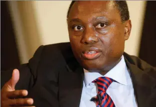  ?? ?? Above: Standard Bank CEO Sim Tshabalala speaks during an interview in Abidjan.