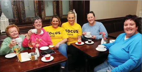  ??  ?? Cheers, at the fundraisin­g Coffee Morning in aid of FOCUS Ireland to help the homeless, at the Imperial Hotel on Friday morning, organised by Denise Hanbidge, Tralee, who runs ‘Dee’s Delightful Bakes’ from left Mary Dineen, Ballyheigu­e, Justine Dineen, Tralee, Denise Hanbidge, and Jillian Maher, Tralee, both with FOCUS Ireland, Georgina Maher and Geraldine Dineen, Ballyheigu­e. Photo;John Cleary.