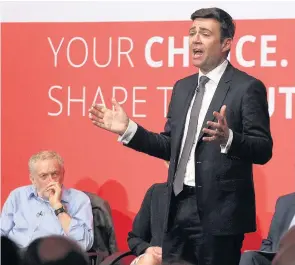  ??  ?? Race James Kelly is backing Andy Burnham, but Jeremy Corbyn (left) is the favourite