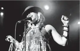  ?? GETTY ?? Singer/songwriter Erykah Badu performs during her “Out My Mind, Just in Time Tour” in Las Vegas in 2010. She’s Pitchfork’s Sunday night headliner on the Green Stage.