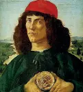  ??  ?? Botticelli: uomo con medaglia di Cosimo