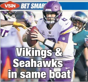  ??  ?? SORRY, CUZ: Kirk Cousins and the Vikings beat the Eagles but lost their other six games vs. playoff teams in 2018, a main reason Minnesota failed to make the postseason.