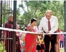  ??  ?? Mohan Pandithage, Chairman/ Chief Executive of the Hayleys Group and Lovina Charles, founder of the Charles Education Centre opening the new school building
