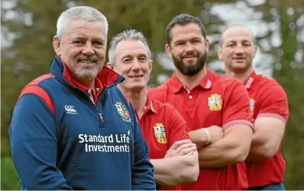  ?? REUTERS ?? British and Irish Lions head coach Warren Gatland, left, with his assistants Rob Howley, Andy Farrell and Steve Borthwick.