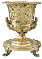  ??  ?? 1. Wine cooler and stand (one of a pair), 1809, Paul Storr (1771–1844), silver-gilt, ht 35.5cm. Koopman Rare Art (in the region of £400,000 for the pair)