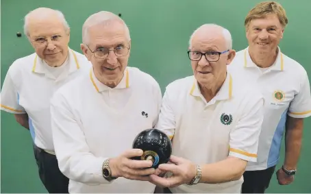  ??  ?? Houghton B team bowlers (from left): Peter Hicks, John Eggleston, Peter Taylor and Frank Kell