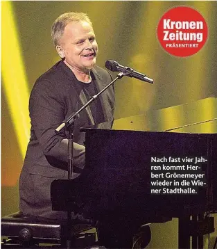  ??  ?? Nach fast vier Jahren kommt Herbert Grönemeyer wieder in die Wiener Stadthalle.