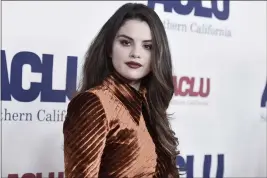  ?? PHOTO BY RICHARD SHOTWELL — INVISION ?? Selena Gomez attends the 2019ACLU SoCal’s Annual Bill of Rights Dinner in Beverly Hills on Nov. 17, 2019.