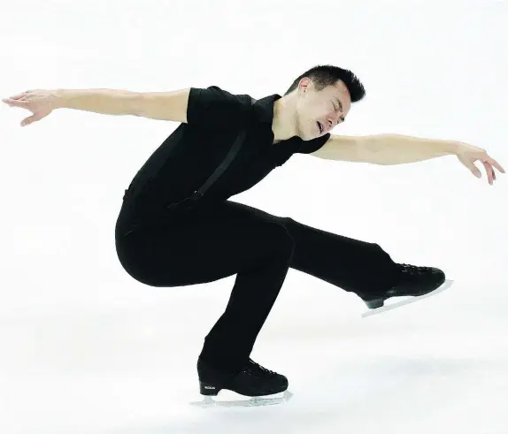  ?? — THE ASSOCIATED PRESS FILES ?? Canada’s Patrick Chan competes in the ISU Grand Prix of Figure Skating in Marseille, France, last month. The national championsh­ip began Monday in Ottawa where Chan has a chance to match the record for Canadian men’s titles.