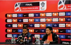  ??  ?? Kevin (left) and Ho during a press conference ahead of the Shopee PIALA FA 2018 finals.