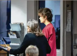  ?? GREG LOVETT / THE PALM BEACH POST ?? Corey Johnson, 17, makes his first appearance before a judge after being indicted on adult felony charges of first-degree murder and attempted first-degree murder in West Palm Beach on March 23.