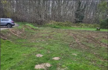  ?? Picture: Gill Prince ?? Grassland at King’s Wood car park has been churned up