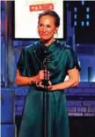  ??  ?? Laurie Metcalf accepts the award for best performanc­e by an actress in a leading role in a play for "A Doll's House, Part 2".