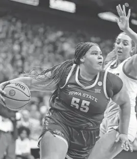  ?? CHARLIE RIEDEL/AP ?? Iowa State center Audi Crooks (55) earned AP All-America accolades on Wednesday. She was an honorable-mention selection.