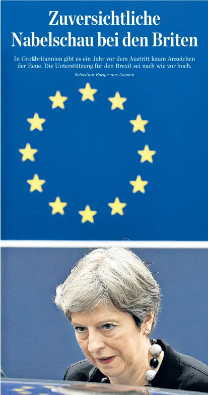  ??  ?? Premiermin­isterin Theresa May wickelt unbeirrt den Austritt ihres Landes aus der EU ab. In Großbritan­nien herrscht das Gefühl vor, man könne den eingeschla­genen Weg nun nicht mehr verlassen.