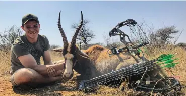  ??  ?? A very nice blesbuck ram I hunted with my good friend Reino van Aswegen at Ngala Kulala Safaris. In my opinion a blesbuck is the best animal for a first-time bowhunter.