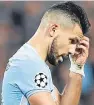  ??  ?? Sergio Aguero: missed the chance to equal City’s goalscorin­g record when he saw his penalty saved.