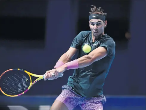  ?? Photo: Nampa/AFP ?? Undeterred… Rafael Nadal is in a tough spot after his loss to Dominic Thiem at ATP Finals 2020 and today faces Stefanos Tsitsipas, with qualificat­ion at stake.