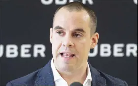  ?? CP PHOTO ?? Jean-Nicolas Guillemett­e, Uber Quebec’s general manager, speaks at a news conference in Montreal on Tuesday.