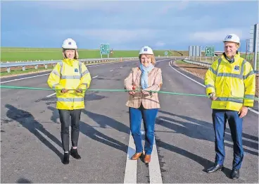  ?? ?? Green light Scottish Transport Minister Jenny Gilruth, left, officially opened the Maybole bypass on Monday