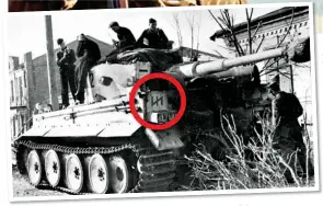  ?? ?? DARK LINK: A Ukrainian soldier training a civilian in the BBC film, top. The badge on his shoulder is a Nazi emblem, seen above on a Tiger tank in 1943